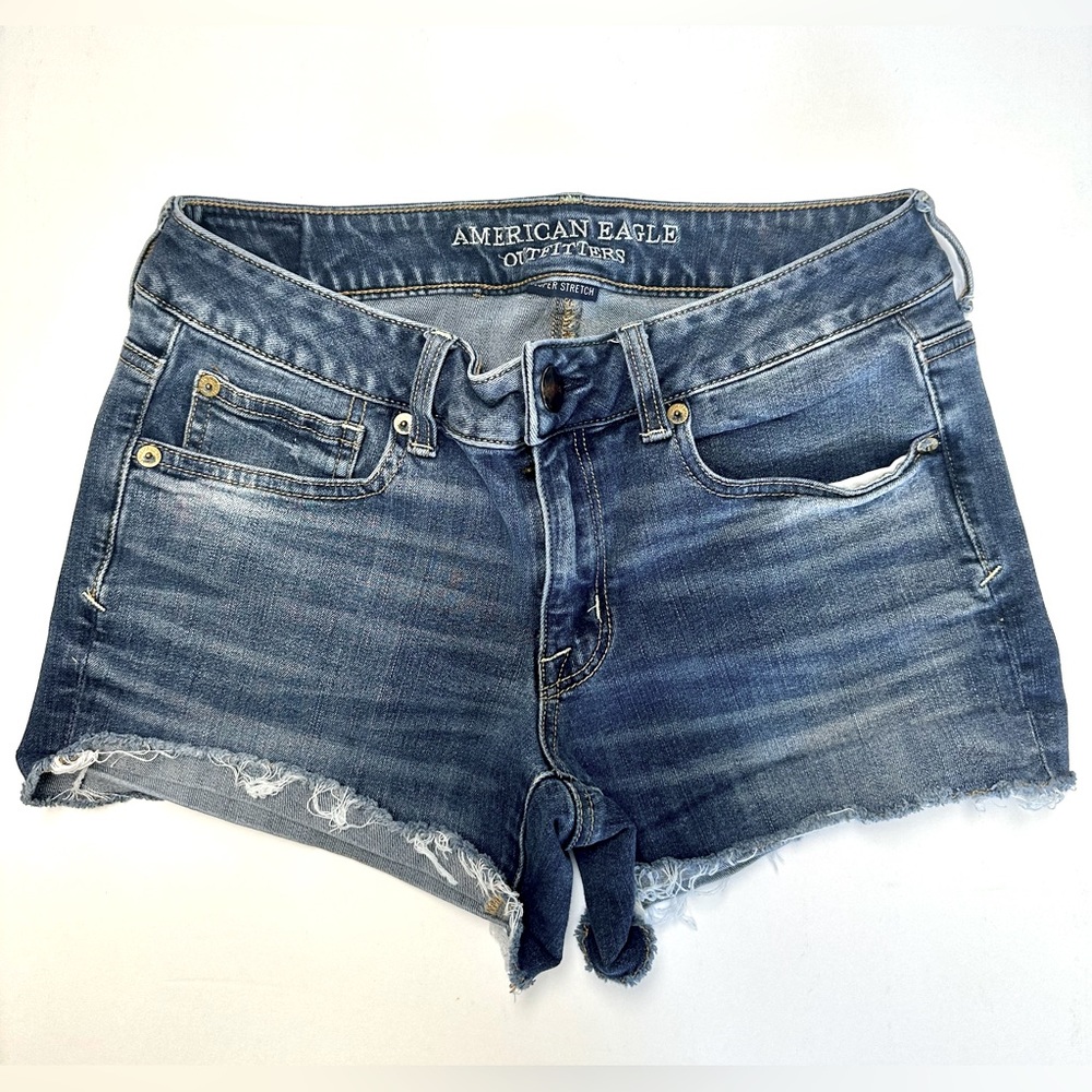 American Eagle AE Size 6 Shortie Denim Jean Shorts super stretch cut offs